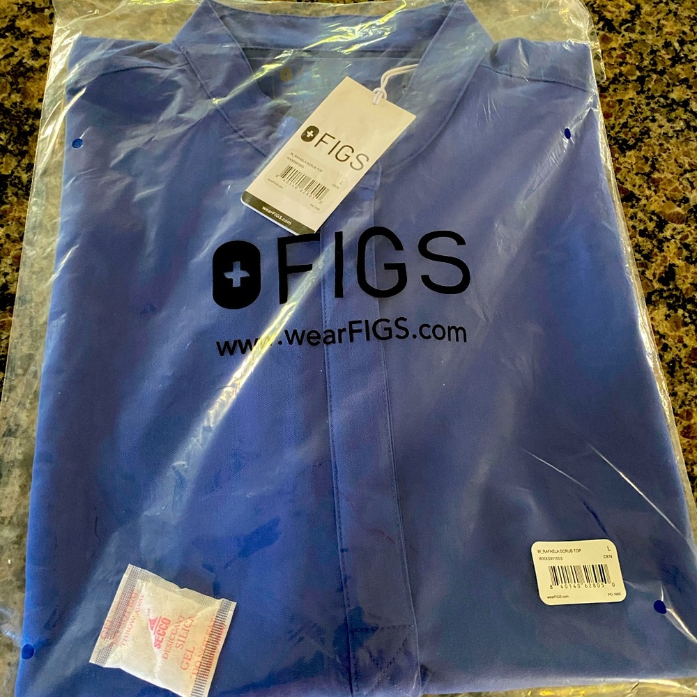 FIGS DENIM BLUE RAFAELA TOP LARGE